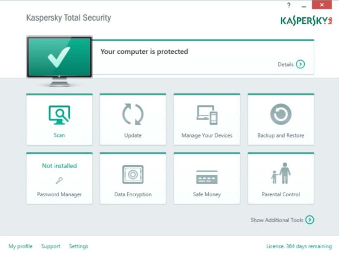 Kaspersky Antivirus Interface